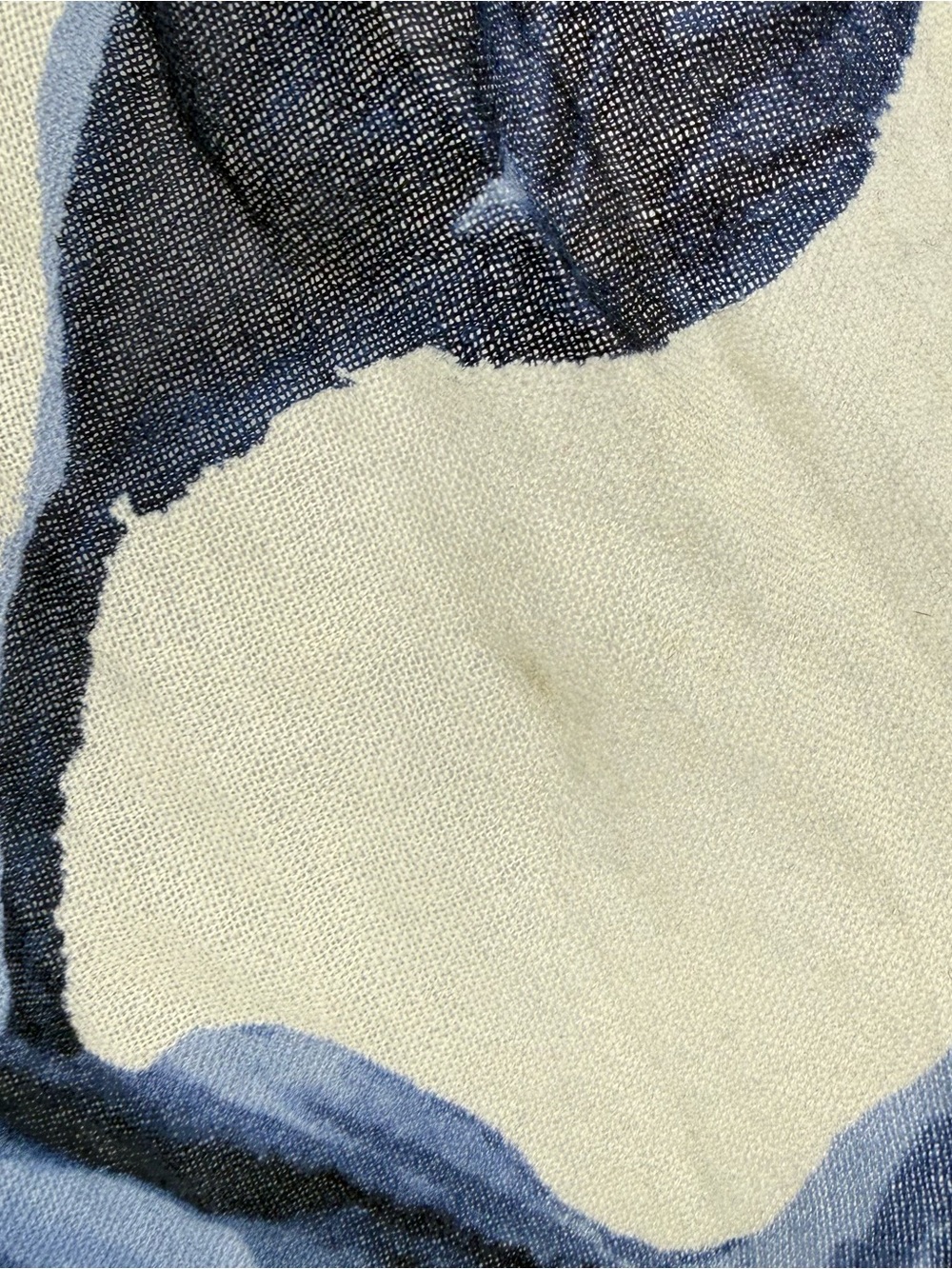 Neiman Marcus Blue Floral Lightweight Merino Wool Scarf Wrap One Size Accessory - Picture 9 of 12